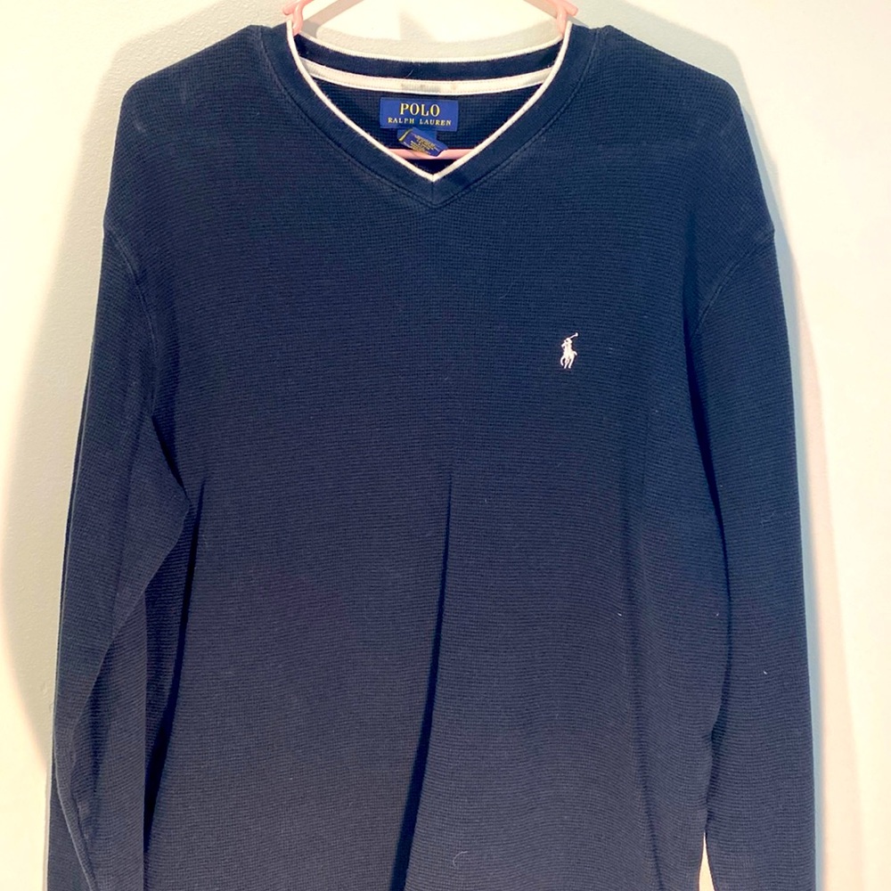 Mens Black Polo Long-sleeve Quilted Shirt